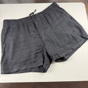 Zara Women’s XL Black 100% Linen Elastic Waist Shorts Relaxed Drawstring